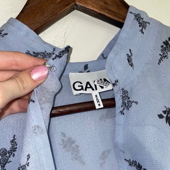 Ganni Georgette Printed Keyhole Longsleeve Dress - sz 6 - Picture 9 of 13